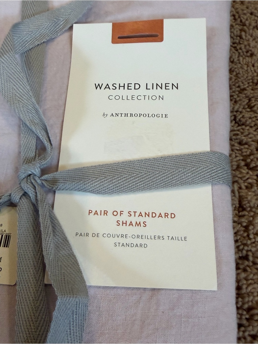 NWT new set of 2 Anthropologie washed linen standard pillow shams Lilac lavender - Picture 5 of 10